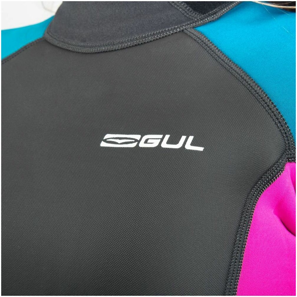 2025 Gul Junior Response 3/2mm Flatlock Back Zip Wetsuit RE1323-C1 - Jet / Teal